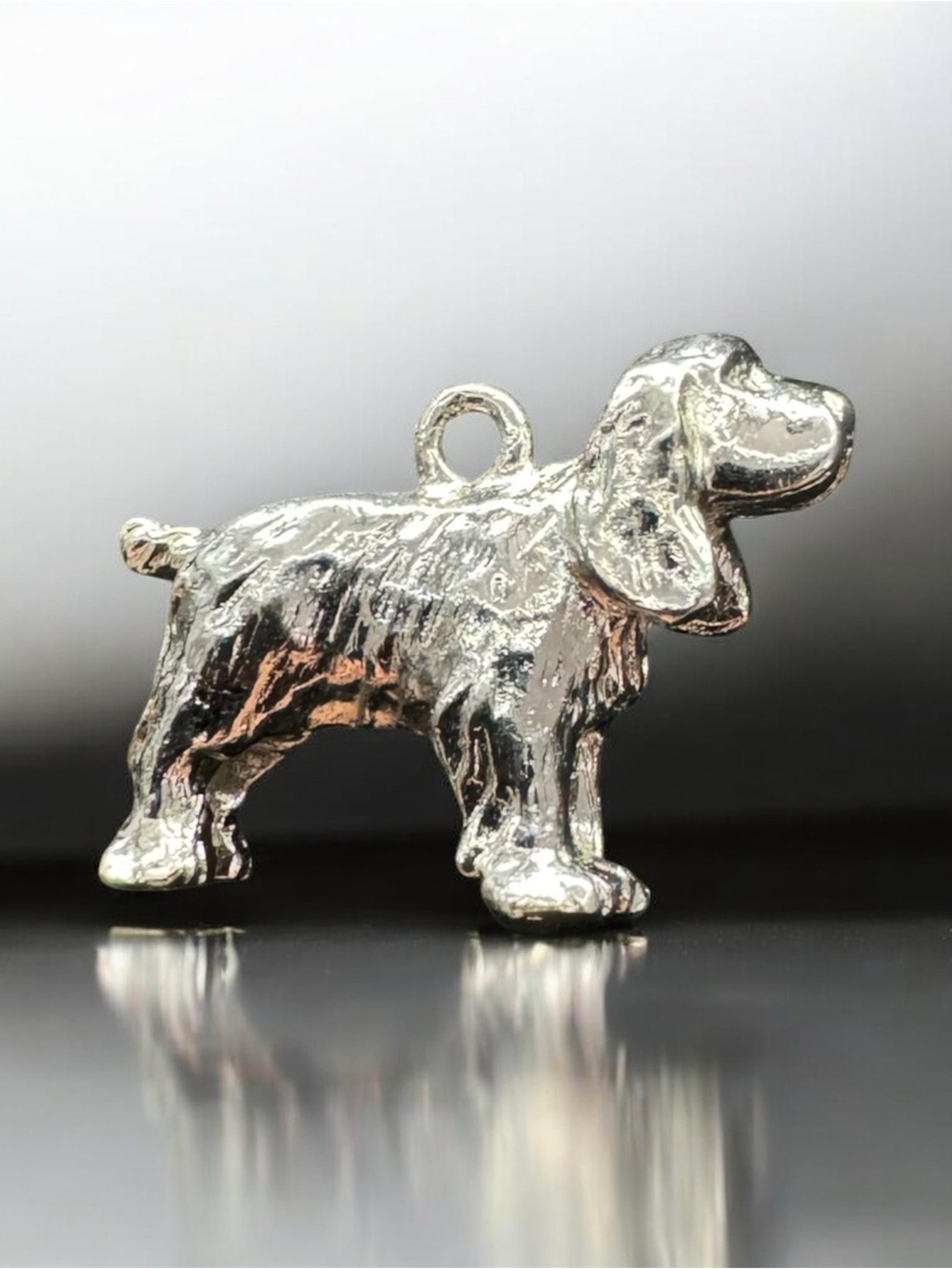Solid .925 Sterling Silver Spaniel Charm – 4.7g Heavy Vintage 3D Pendant